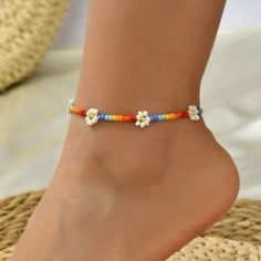 Jewelry | Beaded Flower Anklet Multicolor | Poshmark David Yurman Bracelet, Beaded Snowflakes, Costume Necklaces, Stylish Rings, Circle Earrings Studs, Jewelry Beaded, Beaded Anklets, Circle Studs, Glass Beaded Bracelets