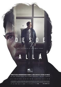 a movie poster for the film desde alla with a man standing in front of a window