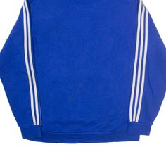 Item is in used condition. Small mark to front and sleeve. Missing drawstring. >Size: M >Armpit To Armpit: 24" >Armpit To Cuff: 21" >Collar To Hem: 27" Casual Cotton Sweatshirt With Three Stripes, Blue Sweats For Streetwear During Sports Season, Sportswear Cotton Sweatshirt With Three Stripes, Casual Crew Neck Sweatshirt With Three Stripes, Cotton Sportswear Sweatshirt With Three Stripes, Casual Three Stripes Crew Neck Sweatshirt, Sporty Crew Neck Sweatshirt With Drawstring Hood, Casual College Sweatshirt With Three Stripes, Casual Three Stripes Sweatshirt For Streetwear