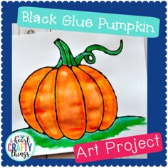 the black glue pumpkin art project for kids