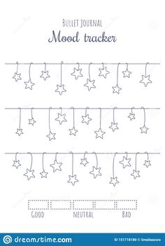 handwriting practice worksheet for kids with stars and the word'mood tracker '