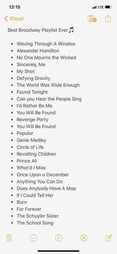 the best broadway playlist ever - screenshots for iphone and ipod, with text below