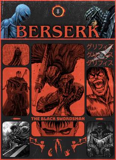 an advertisement for berserk the black swordsman, with images of demonic creatures