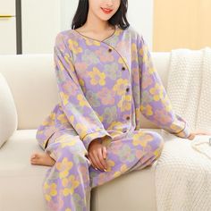 Indulge in the luxurious pure cotton craftsmanship of this pajama, a coveted addition to your wardrobe that guarantees utmost comfort for leisurely home moments and peaceful nights of rest. Experience the breathability and velvety softness, ensuring a cool and soothing sensation even in warmer weather. Choose between the nightgown and leisure set, catering to your unique comfort requirements daily.Product ID: OK7118Care: This pajama is machine washable and dryable. Please wash at a low temperatu Cozy Cotton Sleepwear For Home, Comfy Cotton Sleepwear For Relaxation, Purple Cotton Sleepwear For Relaxation, Purple Long Sleeve Sleepwear For Loungewear, Comfortable Long Sleeve Sleepwear For Relaxation, Purple Long Sleeve Sleepwear For Home, Comfy Long Sleeve Sleepwear For Relaxation, Purple Cotton Sleepwear For Loungewear, Purple Spring Sleepwear For Home