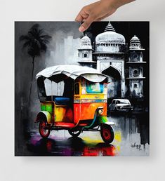 Mumbai Rickshaw Colorful Poster Print Indian Art Indian - Etsy Acrelick Art, Bholenath Drawing, Innovative Painting, Rickshaw Art, Scene Poster, Indian Contemporary Art, Poster Color Painting, Modern Indian Art, Indian Art Gallery