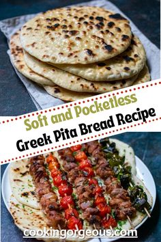 Soft and delicious pocket-less flatbread perfect for serving your favorite Mediterranean dishes. Best Homemade Bread Recipe, Kebabs On The Grill