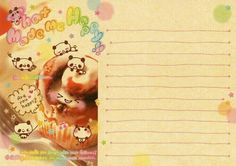 an open notebook with pandas and donuts on the cover, along with lined paper