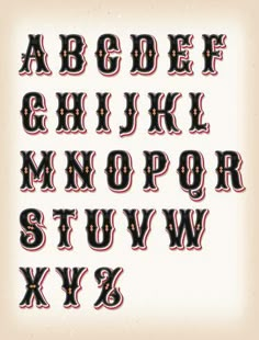 an old fashioned font with red and black stripes