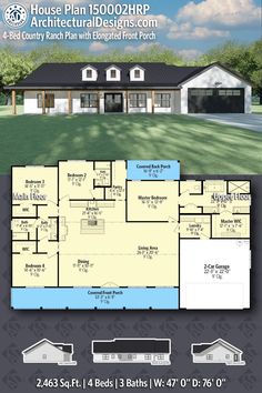 the floor plan for this ranch style home