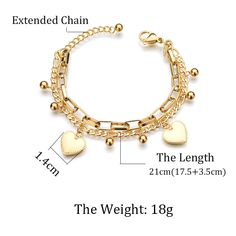 Gold Chain Link Heart Bangle Bracelet For Women Stainless Jewelry Brand Name: Genuine-GemstoneBracelets Type: Chain & Link BraceletsGender: WomenMetals Type: Stainless SteelStyle: TrendyMaterial: MetalChain Type: Link ChainItem Type: BraceletsShape\pattern: HeartClasp Type: LOBSTERMaterial: Stainless SteelGender: Women/Ladies/Girls/Wife/Friend/Lover/MomOccasion: Daily Wear/Party/Gift/engagement/AnniversaryStyle: Heart BraceletsQuality: High QualityBracelets Type: Bangles Heart Bangle Bracelet, Bracelets Women, Punk Jewelry, Simple Bracelets, Bracelet For Women, Heart Bracelet, Steel Jewelry, Stainless Steel Jewelry, Heart Charm Bracelet