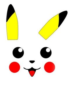 the face of a white rabbit with yellow ears and red nose, on a white background