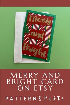 Things are looking Merry and Bright this holiday season with this handmade christmas card idea. Click to check out this diy christmas card on Etsy. #merryandbright Christmas Cards Homemade, Diy Cards For Friends, Homemade Holiday Cards, Cards Homemade, Greeting Card Inspiration