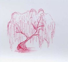 a drawing of a tree with red lines on it