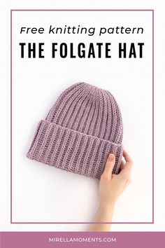 Free knitting pattern: the Folgate hat Fisherman Rib Knit Hat Pattern, Folgate Hat, Knitting A Hat In The Round, Ladies Beanie Hat Knitting Pattern Free, Basic Knit Hat Pattern Free, Free Hat Knitting Patterns, Sock Yarn Hat, Knitted Hat Patterns Free Women, Knitting Patterns Hats Women