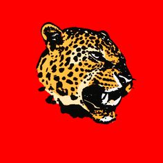 an image of a leopard on a red background