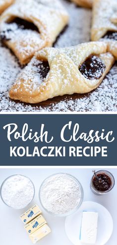 polish classic kolaczicki recipe with powdered sugar and blueberry filling