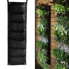 a vertical garden wall hanging on the side of a building