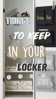 an open refrigerator with the words things to keep in your locker on it's door