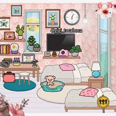 a living room filled with furniture and flowers