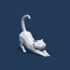 a low poly cat on a blue background