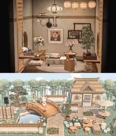 an animated house is shown before and after it was built