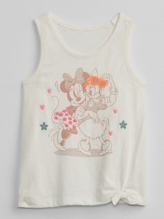 babyGap | Disney Knot-Tie Graphic Tank Top | Gap Factory Playful Sleeveless Top With Character Print, Casual Cotton Tank Top With Character Print, Knot Tie, Infant Clothing, Disney Character, Disney Trip, Baby Outfits, Knit Tank