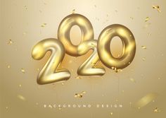 the number twenty two thousand with gold confetti and streamers on a beige background