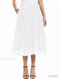 Lasaky - Chiffon Casual Maxi Skirt with Elastic Waistband and Pleats, Featuring Pockets Casual Maxi Skirt, Skirt With Elastic Waistband, Types Of Skirts, A Line Skirt, A Line Skirts, Casual Skirts, Maxi Skirt, A Line, Chiffon