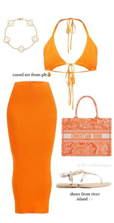 Orange Vacation Outfits, Pool Party Fashion, Vacation Outfits Women, Swimsuits Outfits, Outfit Inspo Summer, Stylish Summer Outfits, Beach Wear Outfits, Holiday Outfit