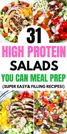 31 high protein salads you can meal prep for the entire week long and they're super easy to make