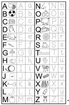 an alphabet worksheet with the letters and numbers to be used in this activity