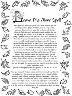 Leave Me Alone Spell, Paganism Spells, Book Of Shadow, Wicca Witchcraft, Witch Magic, Wiccan Spells