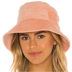 Lack Of Color Wave Terry Bucket Hat With Pocket In Peach. Nwt! Wave Is A Simple Yet Stylish Terry Towel Bucket Hat That’s Soft And Durable. Features A Slip Pocket For Cards Etc. Perfect For Beach, Vacations, Or Park Days Ahead. Easy To Wear. Relaxed Fit. This Hat Is Accredited With Upf Rating 50+. Brim 3”. 100% Soft Cotton Terry. Nwt! Retail $100. Still In Original Packaging. Sz M/L (58cm). Orange Brimmed Bucket Hat For Spring, Orange Bucket Hat With Curved Brim For Spring, Spring Orange Bucket Hat With Curved Brim, Trendy Pink Bucket Hat For Spring, Pink Short Brim Bucket Hat For Spring, Pink Everyday Hat For Spring, Lack Of Color, Color Wave, Beach Vacations