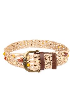 Sam Edelman Bead Raffia Macramé Belt | Nordstrom Beige Woven Belts For Spring, Spring Beige Woven Belt, Beige Woven Belt For Vacation, Casual Adjustable Braided Belt, Elegant Belts For Beach, Casual Brown Woven Belt, Casual Woven Belts For Spring, Adjustable Woven Belt For Summer, Adjustable Woven Beige Belt