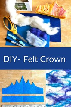 DIY Felt Crown Craft Waldorf Felt Crown Diy, Needle Felt Birthday Crown, How To Make A Felt Crown, Waldorf 1st Birthday, Waldorf Crown Diy, Needle Felted Birthday Crown, Diy Felt Crown Birthday, Waldorf Crafts Diy, Waldorf Birthday Crown Diy