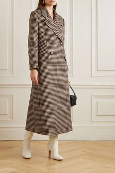 Maddy Houndstooth Wool-blend Coat In Camel - £2175 | Emilia Wickstead Casual Leather Jacket Outfit, Coats Outfits, Types Of Suits, Basic Clothes, Modest Evening Dress, Casual Leather Jacket, Leather Jacket Outfit, Houndstooth Coat