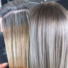 Tiny Highlights For Gray Blending Grey Blonde Hair, Beige Hair, Silver Blonde Hair, Covering Gray Hair, Transition To Gray Hair, Silver Blonde