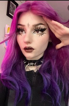 Edgy Hair Color Ideas 2023, Purple Alt Hair, Pink And Black Hairstyles, Gothic Hair Color, Alt Hair Color, Goth Hair Dye, Cool Tone Hair Colors, Bright Purple Hair, Exotic Hair Color