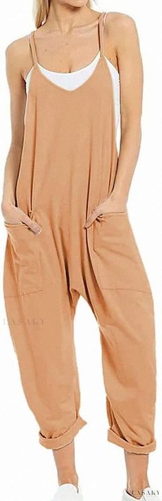 Lasaky - Wide-Leg Jumpsuit with Large Pockets and Suspenders Loose Fit Jumpsuit, Harem Pants Jumpsuit, Loose Romper, Romper Long Pants, Womens Jumpsuits Casual, Long Pant Jumpsuit, Harem Jumpsuits, Jumpsuit Casual, Wide Leg Romper