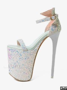 Fisdy - Premium Sequined Cloth Pole Dance Shoes - Elegant Pink Sandals with Open Toe, Stiletto Heels, and Ankle Strap - Perfect for Dancing Enthusiasts and Professionals Fall Toes, Pole Dance Shoes, Bling Sandals, Women Platform Shoes, Strappy Stilettos, Pink Sandals, Open Toed Heels, Stylish Sandals, Estilo Chic