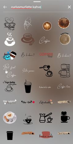 an image of some coffee related items on a cell phone screen with the caption's name below it