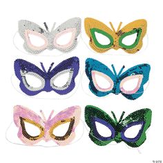 Sequin Butterfly Masks- 12 Pc. | Oriental Trading Butterfly Masks, Elegant Masquerade Mask, Butterfly Halloween Costume, Butterfly Halloween, The Mask Costume, Sequin Butterfly, Sequin Mask, Butterfly Mask, Butterfly Birthday Party