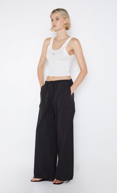 Black Aimee Wide Leg Cargo Pant in Black by Bec+Bridge Bec Bridge, Keyhole Top, Prom Dress Shopping, Bec & Bridge, Cargo Pant, Brides And Bridesmaids, Skirt Pants, Long Tops, Wedding Guest Dress