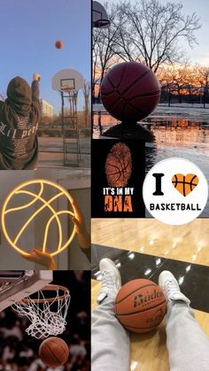 there are many different pictures with basketballs in them