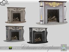 three fireplaces with different styles and designs in various stages of being used as furniture