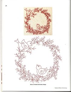 a book with two different designs on the cover and an image of a bird in a wreath