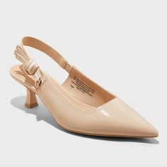 Women's Milan Slingback Kitten Pumps - A New Day™ Tan 7.5 Slingback Kitten Heels, Tan Pumps, Heel Stretch, Mary Jane Ballet Flats, Western Ankle Boots, Slip On Pumps, Open Toed Heels, Rubber Shoes, Shoes Heels Pumps