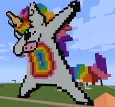 an image of a pixelated unicorn in the middle of a field