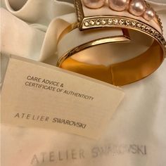 Swarovski Atelier Collaboration With Kirkwood. Made With Crystals And Pearls. Very Elegant And Classy. This Cuff Is Extremely Rare And Not Accepting Offers At This Time. New In Box. Designer Cuff Bracelet For Evening, Gold Cuffs, Swarovski Jewelry, Cuff, Crystals, Gold, Women Shopping, Color