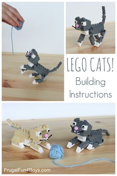 lego cats building instructions to make them look like they're playing with yarn